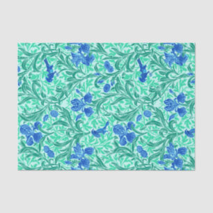 William Morris Irises, Cobalt Blue, Aqua and Teal Tissue Paper
