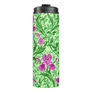 William Morris Irises, Green, Magenta and Orchid   Thermal Tumbler
