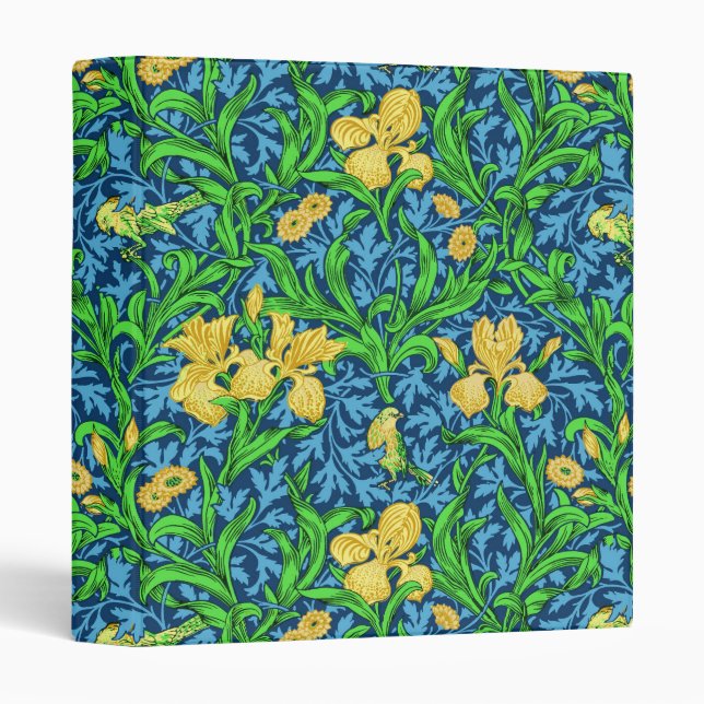 William Morris Irises, Yellow and Cobalt Blue Binder (Front/Spine)
