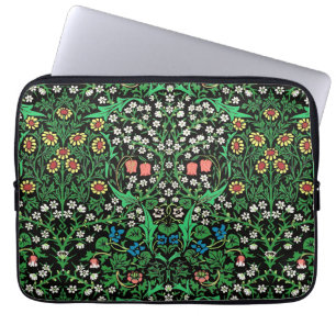 William Morris Jacobean Floral, Black Background Laptop Sleeve
