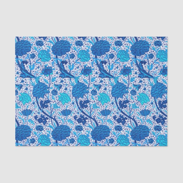 William Morris Jacobean Floral, Cobalt Blue Tissue Paper (Front)