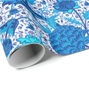 William Morris Jacobean Floral, Cobalt Blue Wrapping Paper