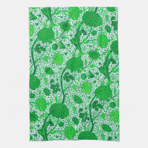 William Morris Jacobean Floral, Emerald Green Kitchen Towel