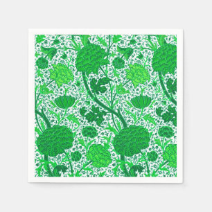 William Morris Jacobean Floral, Emerald Green Napkin
