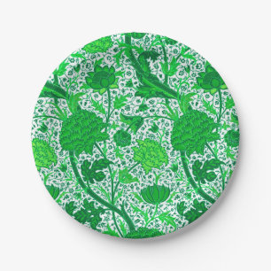 William Morris Jacobean Floral, Emerald Green Paper Plate