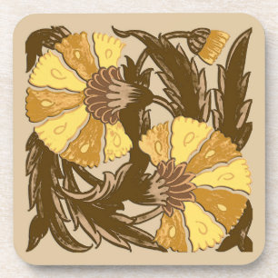 William Morris Jacobean, Mustard Gold and Brown Coaster
