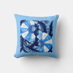 William Morris Jacobean, Navy and Light Blue Throw Pillow