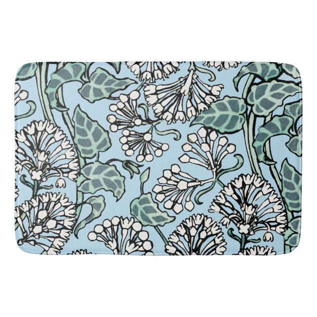 William Morris Jasmine and Leaves Pattern Bath Mat (Front)