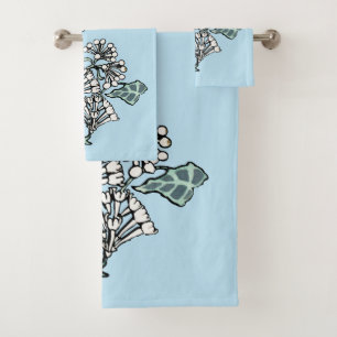William Morris Jasmine and Leaves Pattern Bath Towel Set