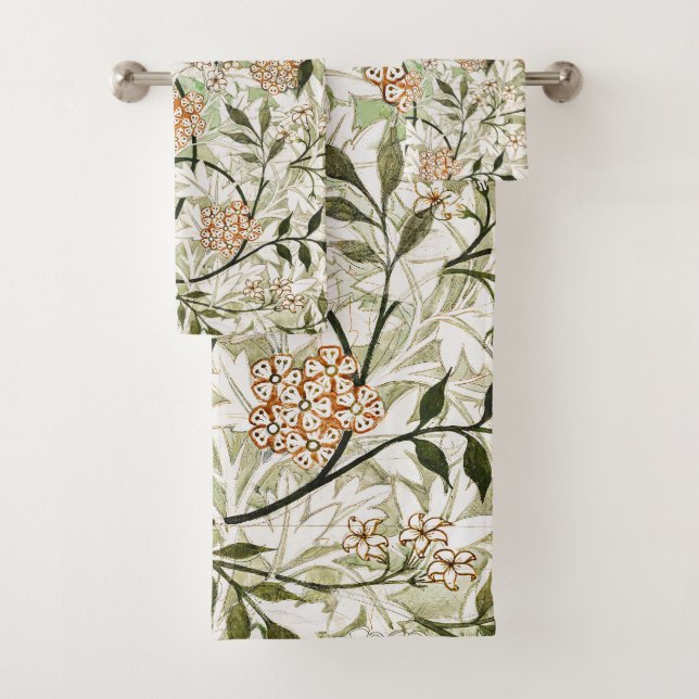 William Morris Jasmine Blossom Garden Design Bath Towel Set (Insitu)