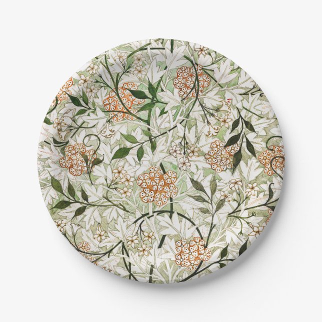 William Morris Jasmine Blossom Garden Design Paper Plate (Front)