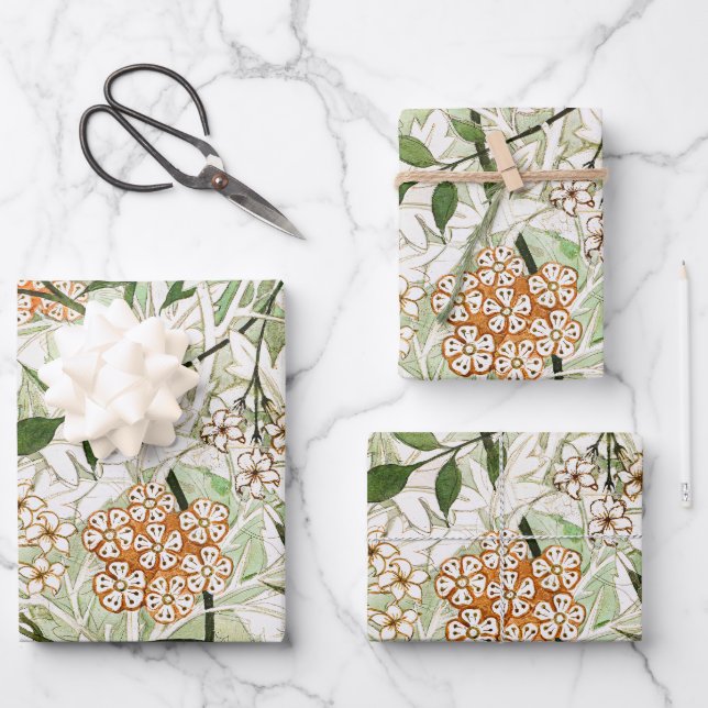 William Morris Jasmine Blossom Garden Design Wrapping Paper Sheet (Front)