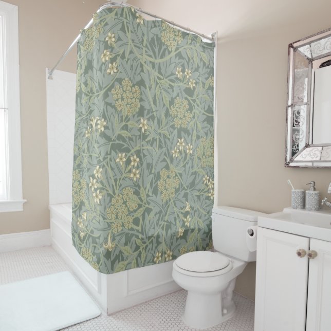 William Morris Jasmine Blue Green Botanical Art (In Situ)