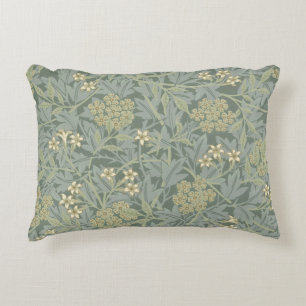 William Morris Jasmine Blue Green Botanical Art Accent Pillow