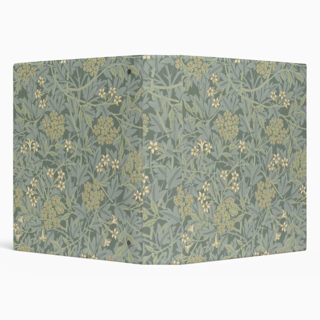 William Morris Jasmine Blue Green Botanical Art Binder (Background)
