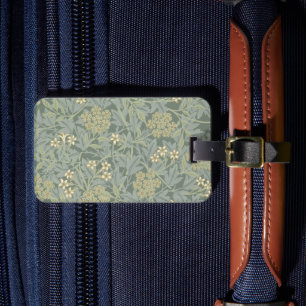 William Morris Jasmine Blue Green Botanical Art Luggage Tag