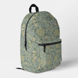 William Morris Jasmine Blue Green Botanical Art Printed Backpack