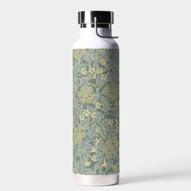 William Morris Jasmine Blue Green Botanical Art Water Bottle (Left)