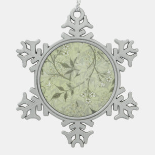 William Morris Jasmine Botanical Snowflake Pewter Christmas Ornament
