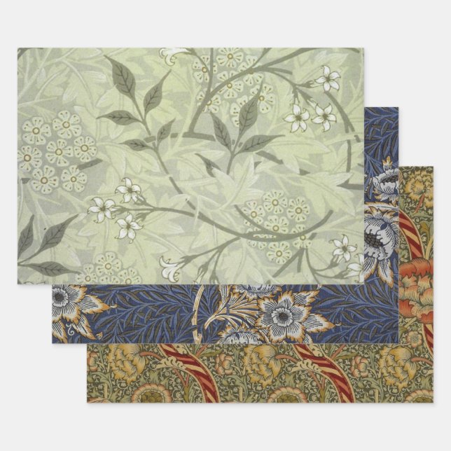 William Morris Jasmine Botanical Wrapping Paper Sheet (Set)