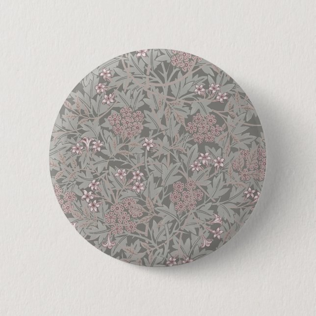William Morris Jasmine Flower Pattern 2 Inch Round Button (Front)