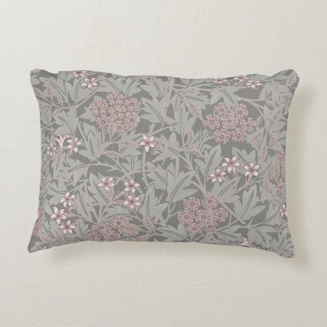 William Morris Jasmine Flower Pattern Accent Pillow (Back)