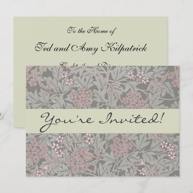 William Morris Jasmine Flower Pattern Invitation (Front/Back)