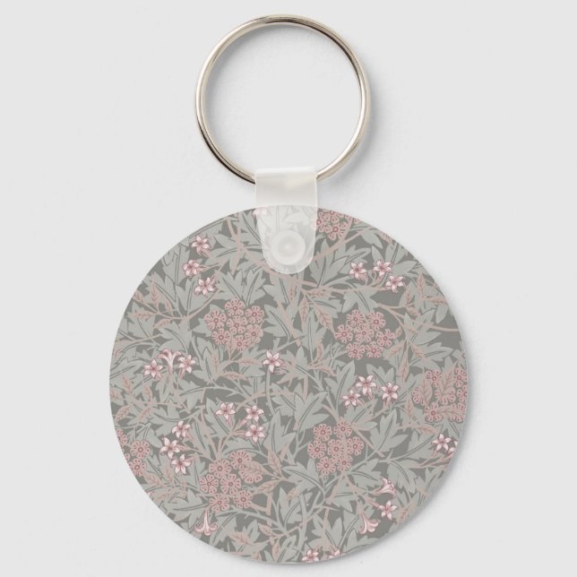 William Morris Jasmine Flower Pattern Keychain (Front)