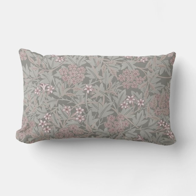 William Morris Jasmine Flower Pattern Lumbar Pillow (Front)