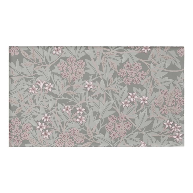 William Morris Jasmine Flower Pattern Name Tag (Front)