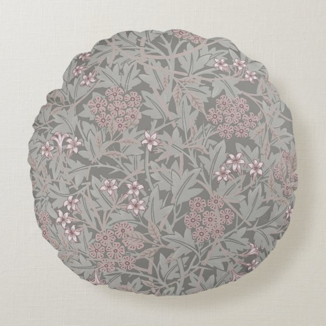 William Morris Jasmine Flower Pattern Round Pillow (Front)