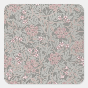 William Morris Jasmine Flower Pattern Square Sticker