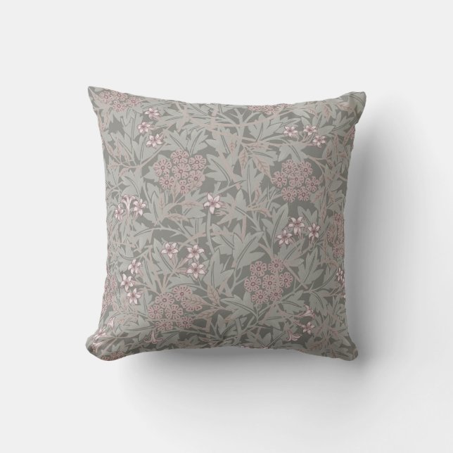 William Morris Jasmine Flower Pattern Throw Pillow (Front)
