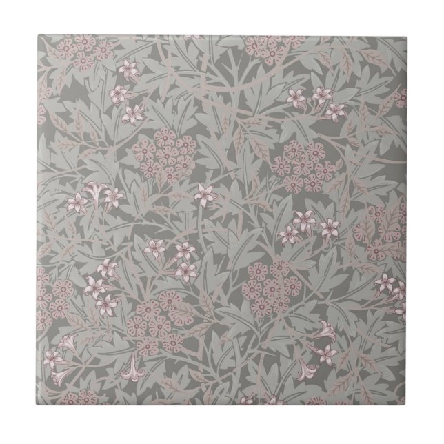 William Morris Jasmine Flower Pattern Tile (Front)