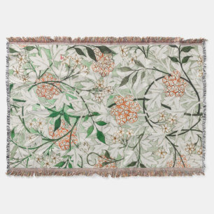 William Morris Jasmine Flower Throw Blanket