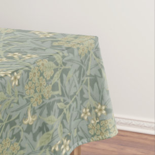 William Morris Jasmine Flowers Blossoms Green Tablecloth