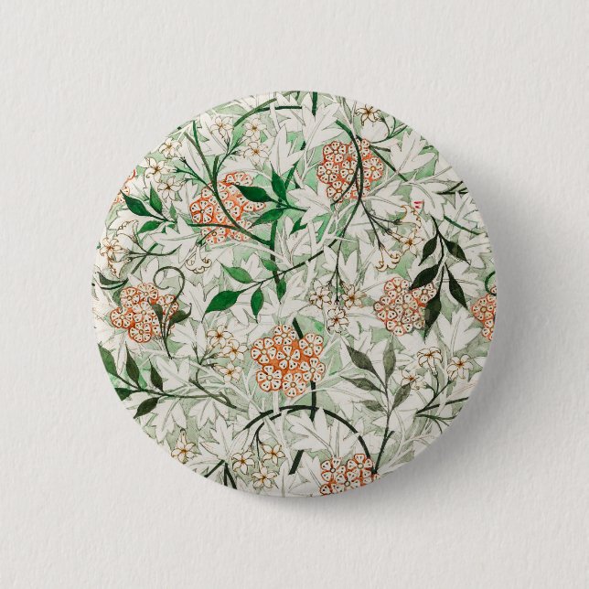 William Morris Jasmine Garden Flower Classic 2 Inch Round Button (Front)