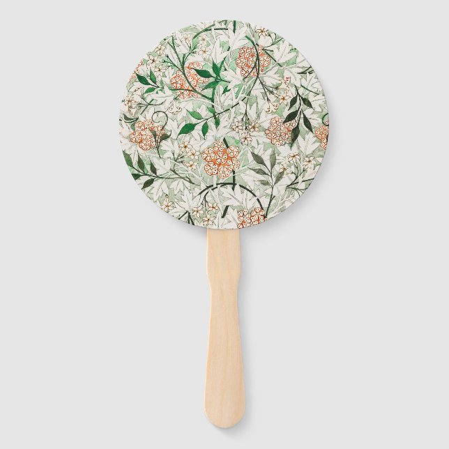 William Morris Jasmine Garden Flower Classic Hand Fan (Front)