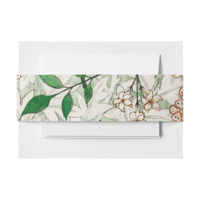 William Morris Jasmine Garden Flower Classic Invitation Belly Band (Front Example)