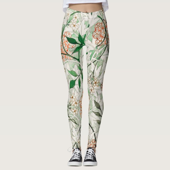 William Morris Jasmine Garden Flower Classic Leggings (Front)
