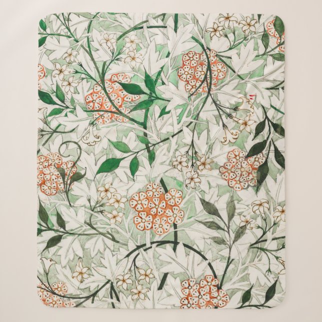 William Morris Jasmine Garden Flower Classic Sherpa Blanket (Front)