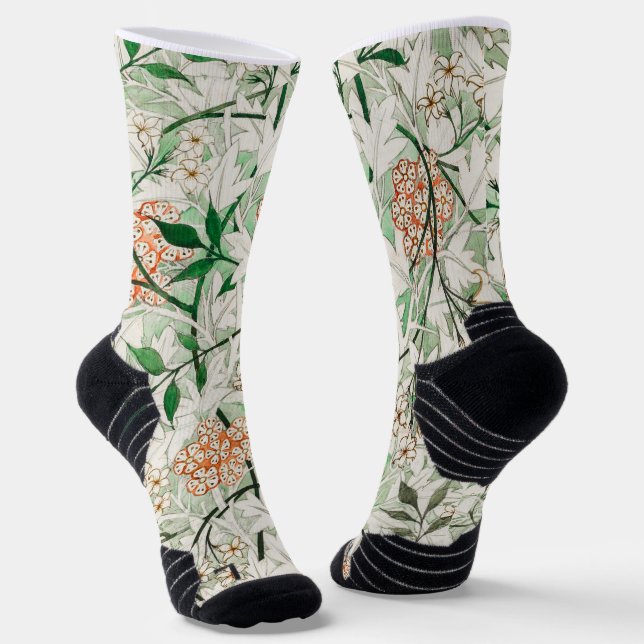 William Morris Jasmine Garden Flower Classic Socks (Angled)