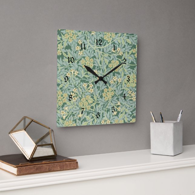 William Morris, Jasmine, Square Wall Clock (Office)
