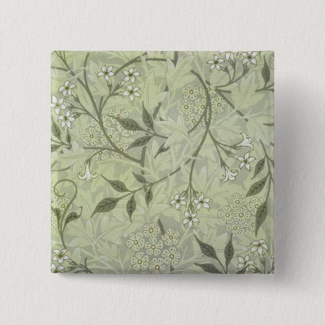 William Morris Jasmine Wallpaper 2 Inch Square Button (Front)