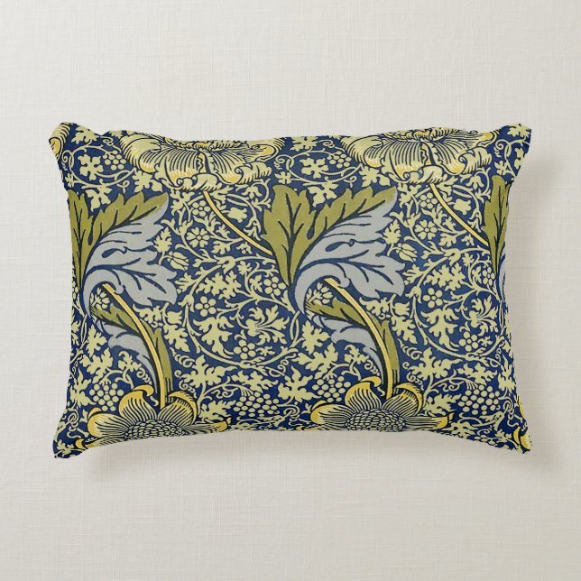 William Morris Kennet Floral Wallpaper Blue Accent Pillow (Front)