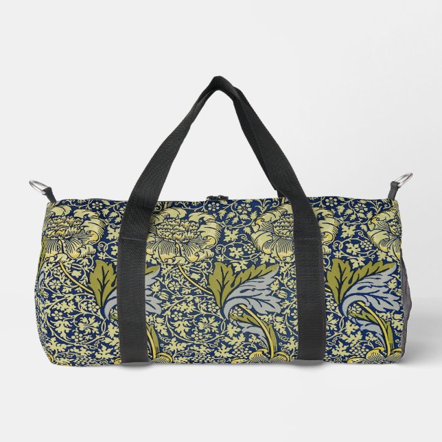 William Morris Kennet Floral Wallpaper Blue Duffle Bag (Front)