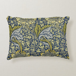 William Morris Kennet Floral Wallpaper Blue Gold Accent Pillow