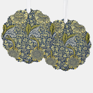 William Morris Kennet Floral Wallpaper Blue Gold Ornament Card