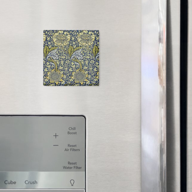 William Morris Kennet Floral Wallpaper Blue Magnet (In Situ (Fridge))
