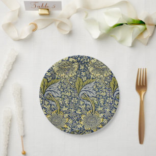 William Morris Kennet Floral Wallpaper Blue Paper Plate